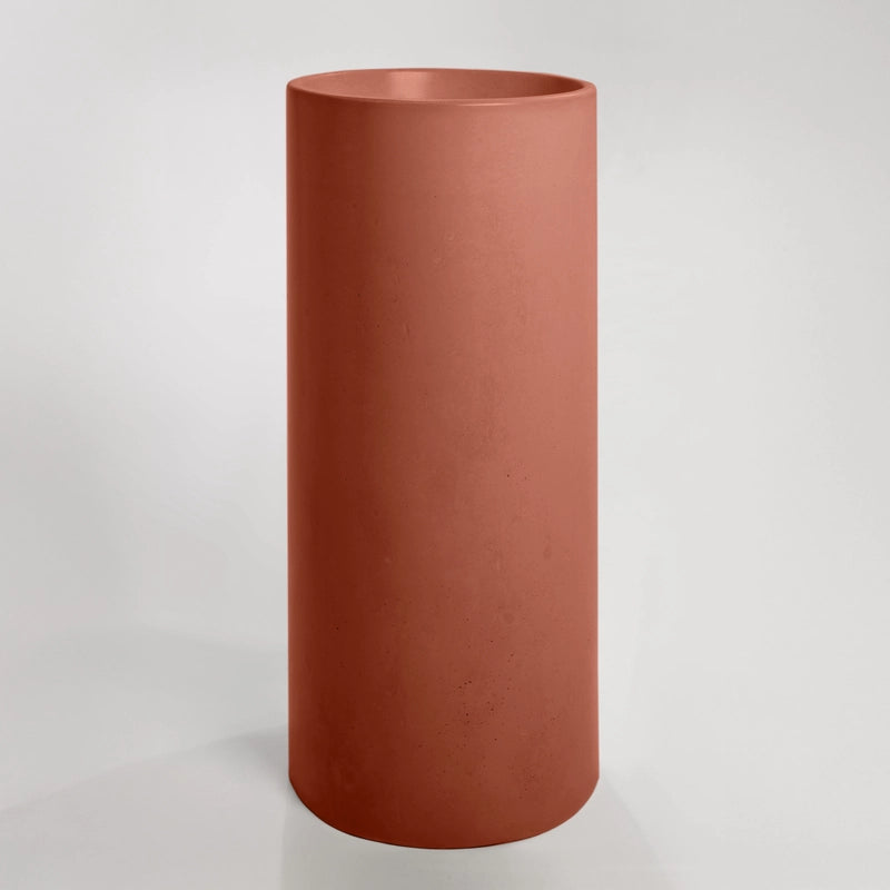 Concrete polished full height pedestal round uluru basin