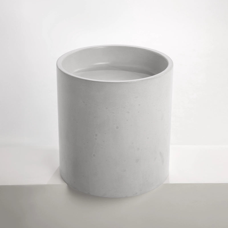 Concrete polished full height round white haven basin