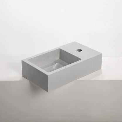 Concrete polished rectangular powder basin white haven