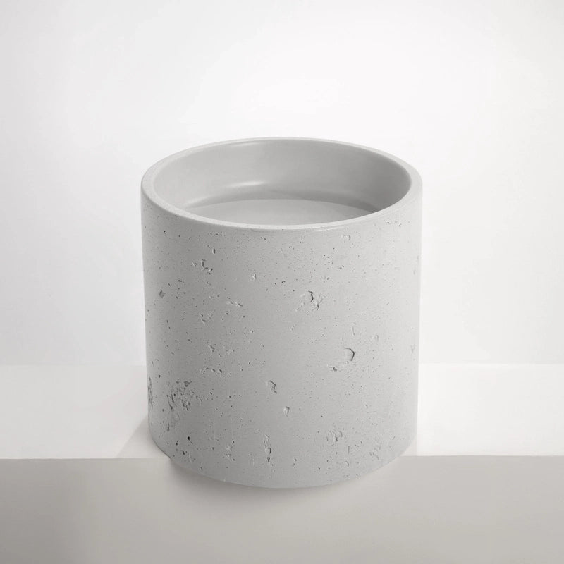 Concrete textured full height round white haven basin