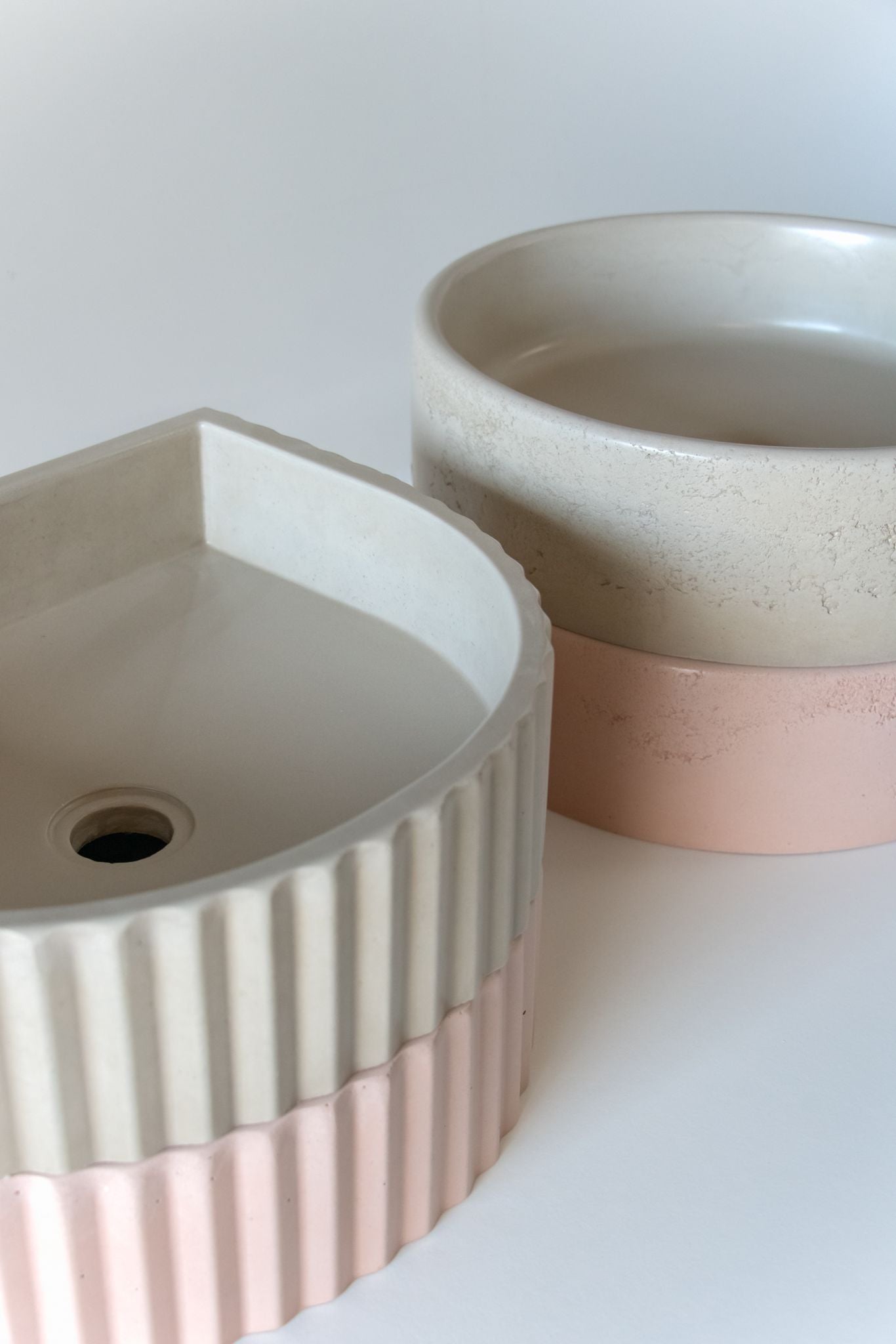 Concrete Basin | Ribbed Concrete Basin | Pink Concrete Basin | Textured Concrete Basin